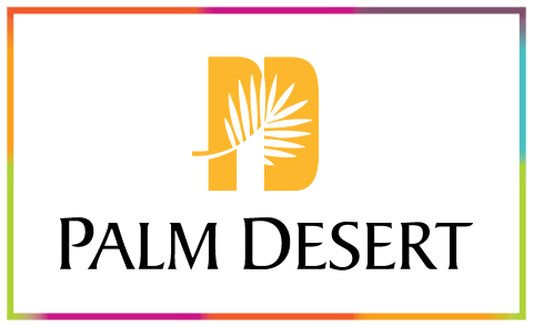 Palm Desert logo with a palm tree design.
